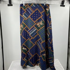 Vintage 90’s Koret City Blues Dog Buckle Patchwork preppy Skirt Plus Size 16W